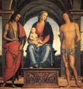Madonna and Child Enthroned with SS.John the Baptist and Sebastian PERUGINO, Pietro